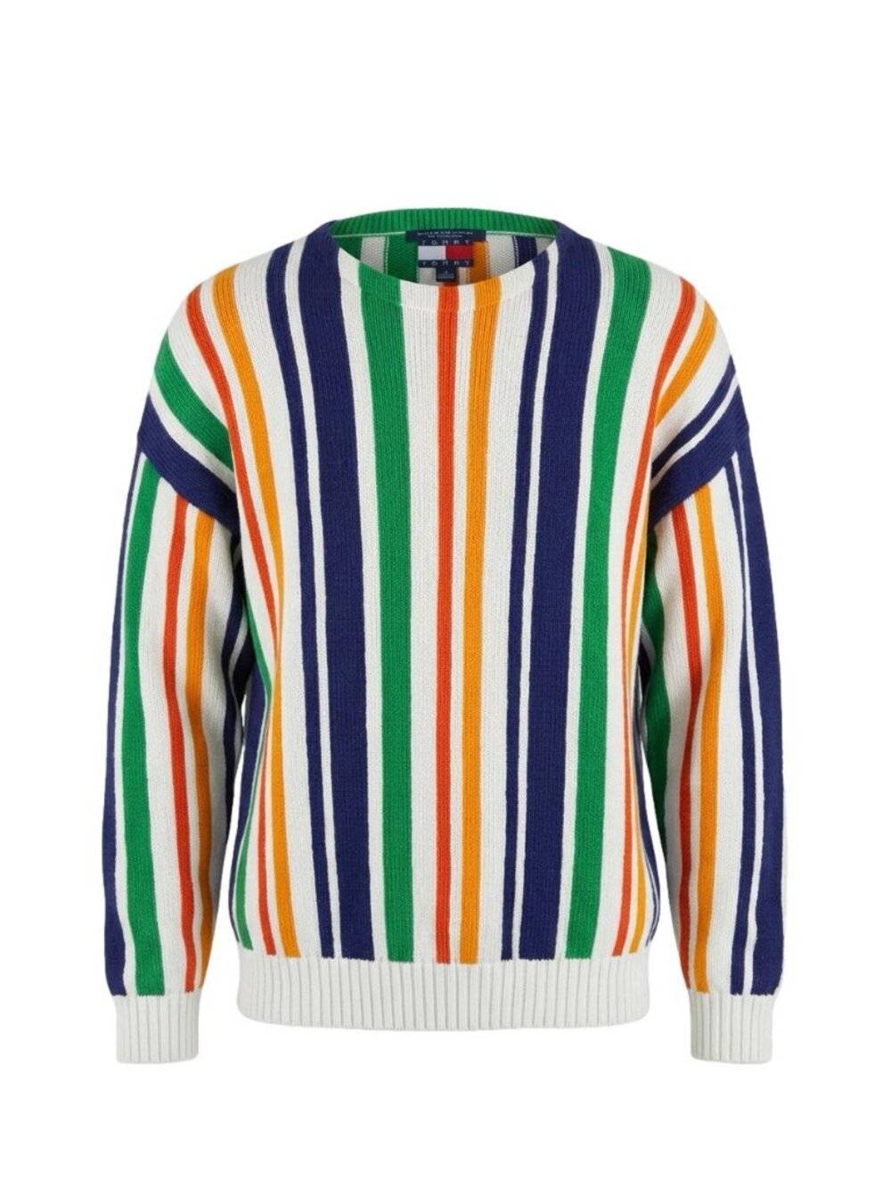 Vintage 90s Cotton Vertical Stripe Dopamine Kidscore Crewneck Sweater Multicolor